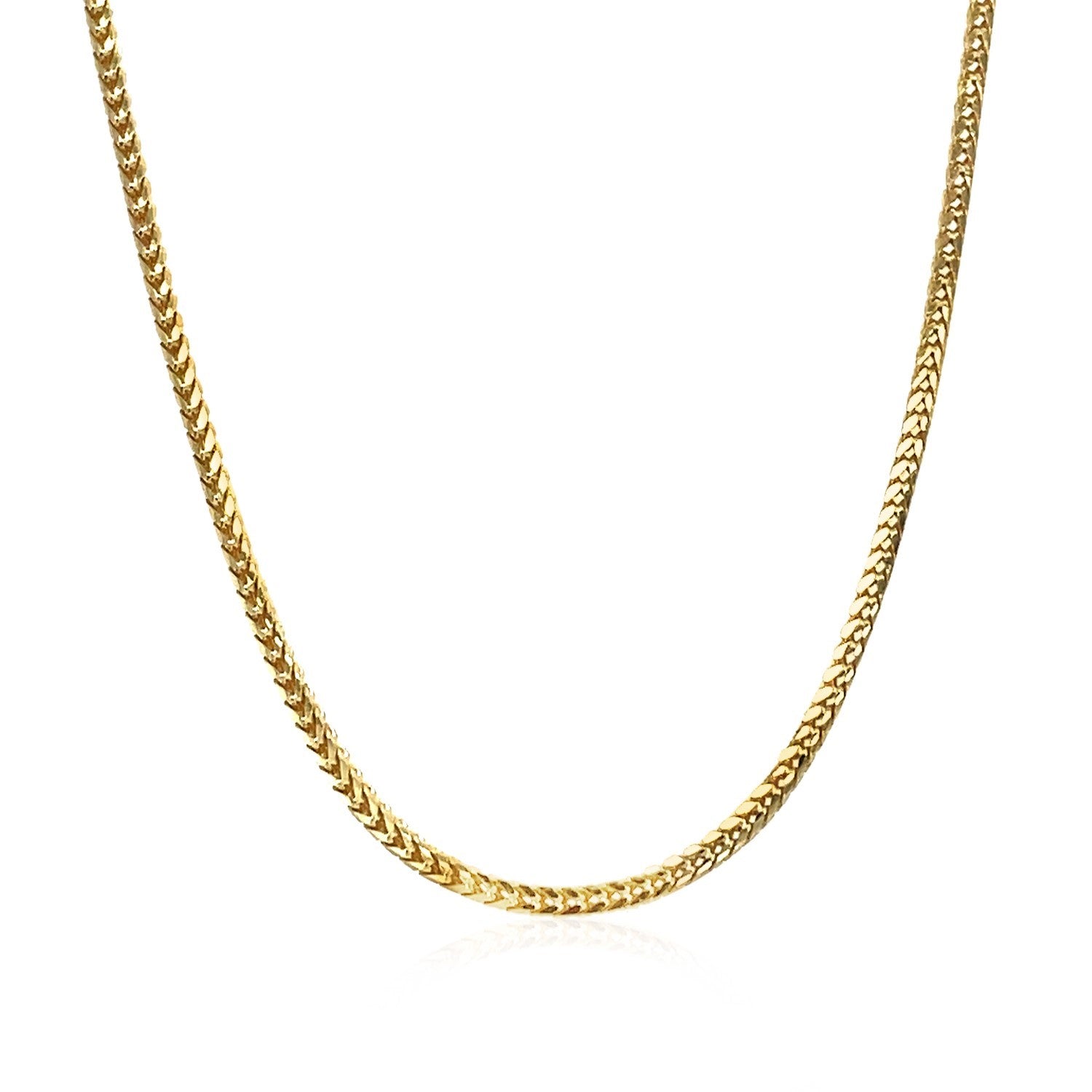 18k Yellow Gold Franco Chain (1.60 mm) in a sleek high-contrast midnight luxury editorial style